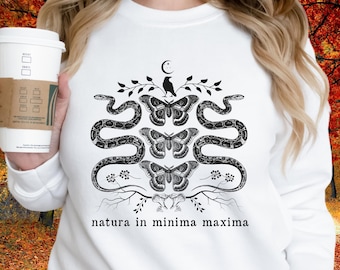 Cottagecore Sweatshirt Goblincore Sweatshirt Moth Sweatshirt | Snake Sweatshirt Crowcore Sweatshirt | Gift for Nature Lover Brown Sweatshirt