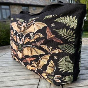 Extra large gothic weekender bag with vintage bats