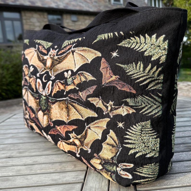 Extra large gothic weekender bag with vintage bats