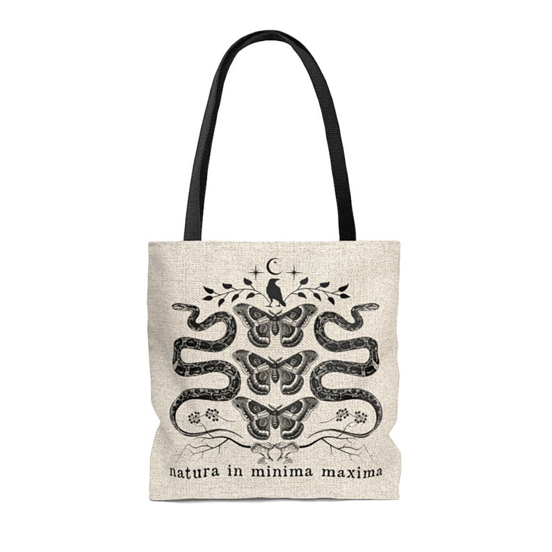 Dark Academia Tote Mushroom Tote Bag | Halloween Tote Bag | Crowcore Tote | MOTH Tote Bag | Goblincore Tote Fall Apparel | Mystical Tote Bag