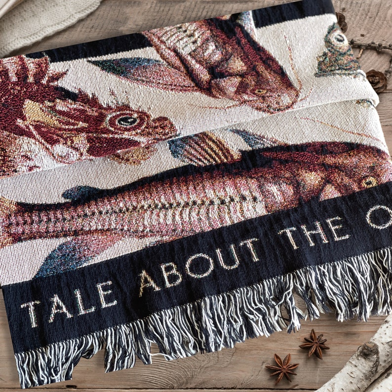 Grandpacore Decor Custom Tapestry Blanket FISH WOVEN BLANKET Fishing
