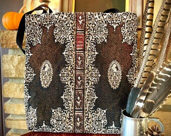 Castlecore WOVEN TAPESTRY TOTE Medieval Tapestry Tote Bag | Royalcore Tote | Dark Academia Tote | Bookcore Tote Antique Book Cover Tote Bag