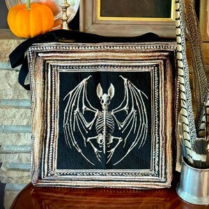 Vintage bat tote bag. Victorian gothic bat tote bag for vulture culture and oddities lovers. Bat woven tapestry tote bag with black shoulder straps. Double layered and very sturdy.