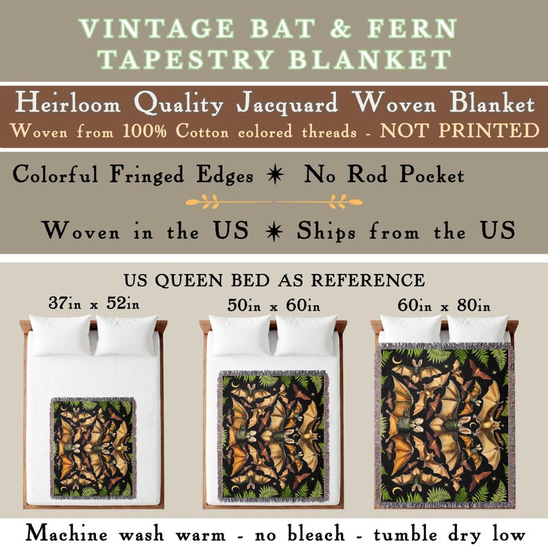 Vintage bat wings gothic bedding blanket sizes