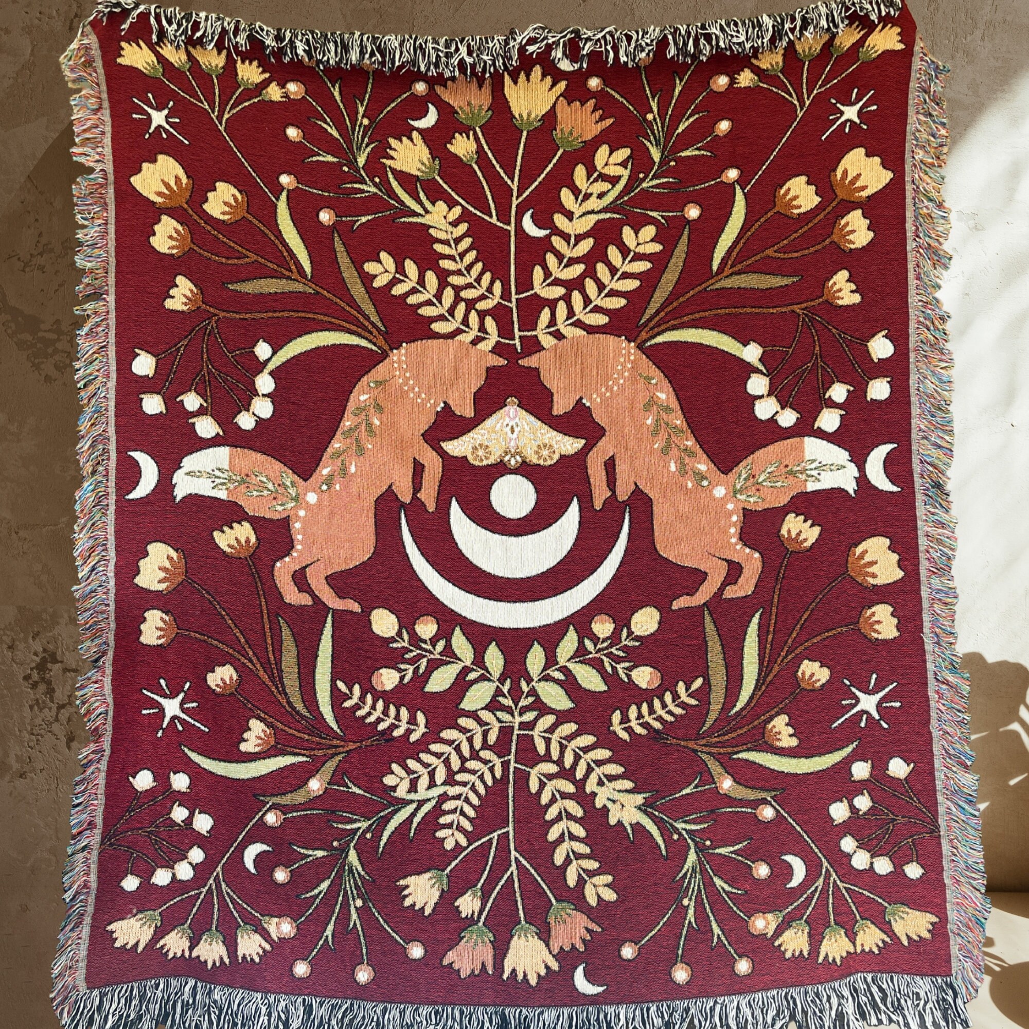SCANDINAVIAN FOLK ART Fox Woven Blanket | Scandinavian Christmas