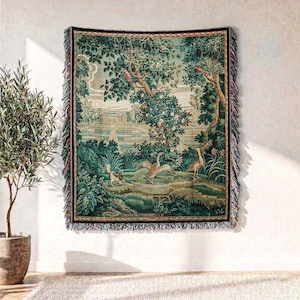 FRENCH VERDURE TAPESTRY BLANKET WALL HANGING.