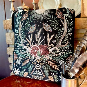 Persephone tote bag. Persephone pomegranate tote bag. Persephone woven tapestry tote bag
