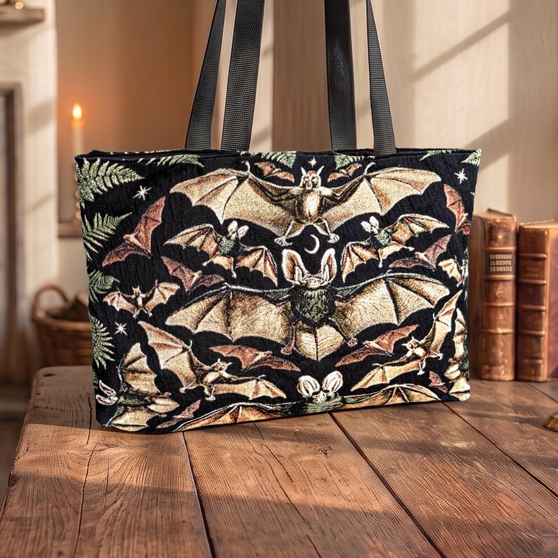 Vintage bat woven weekender bag