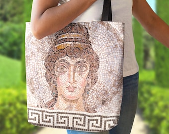 Light Academia Tote Bag Aesthetic Greek Mythology Tote | Goddess Statue Roman MOSAIC TILE Book TOTE Cute Tote Bags Bookish Gifts Book Lover