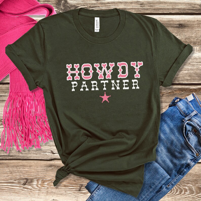 Pink Cowboy Shirt Pink Cowgirl Shirt Pink Cowgirl Costume White Cowboy Shirt Cowboy Costume Western Shirt Rodeo Shirt Texas Tee HOWDY SHIRT bild 4