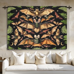 BAT TOTE BAG Bat Bag Dark Academia Tote | Bat Gifts | Bat Wings Woven Tapestry Bag Halloween Tote Bag Aesthetic Vintage Embroidered Tote Bag image 16