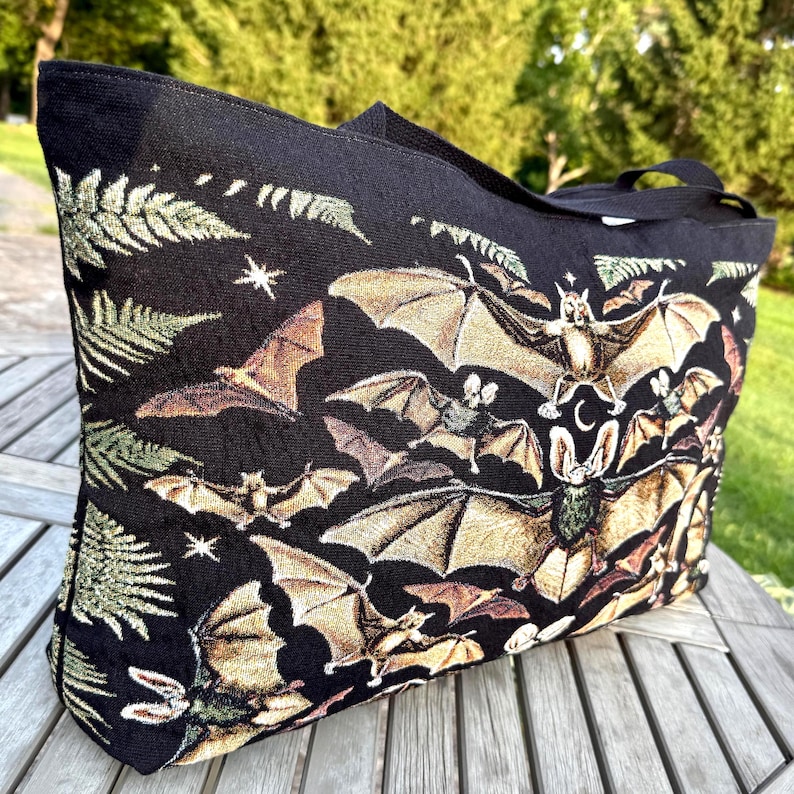 Halloween messenger bag woven tapestry tote bag with vintage bats
