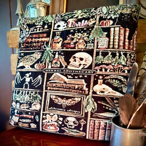 APOTHECARY Woven Tapestry Tote HALLOWEEN TOTE | Spooky Season Tapestry Tote Bag | Gothic Tote Bag | Whimsigoth Tote | Embroidered Tote Bag