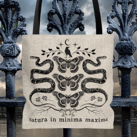 Dark Academia Tote Mushroom Tote Bag | Halloween Tote Bag | Crowcore Tote | MOTH Tote Bag | Goblincore Tote Fall Apparel | Mystical Tote Bag