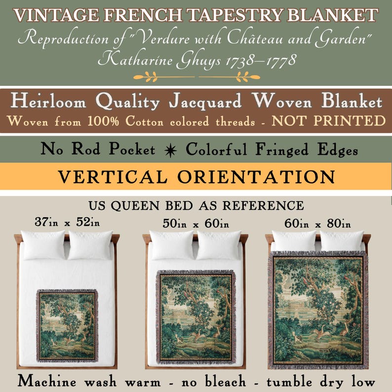 FRENCH VERDURE COTTON WOVEN BLANKET WITH FRINGE