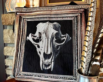 Gothic Tote Bag SPOOKY SEASON TOTE Halloween Woven Tapestry Bag Embroidered Tote Bag | Dark Academia Tote | Wolf Skull Tote | Skeleton Tote
