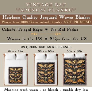 Vintage bat woven tapestry blanket sizes