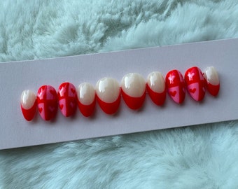 Gel pour nail art coeurs damier français Saint-Valentin 2024 PRESS ON ongles - ChristyDIDTHAT