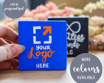 Logo Wooden Block | Flat Lay Product Photo Prop | Freestanding Small Wood Sign | Small Business Logo | Hand Painted Wooden Plaque