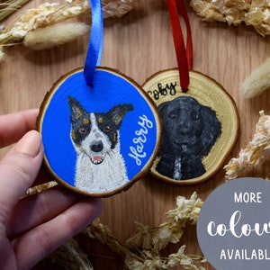 Pet Portrait on Hanging Wood Slice | Personalised Pet Decoration | Hand Painted Dog / Cat Portrait | Pet Memorial Gift