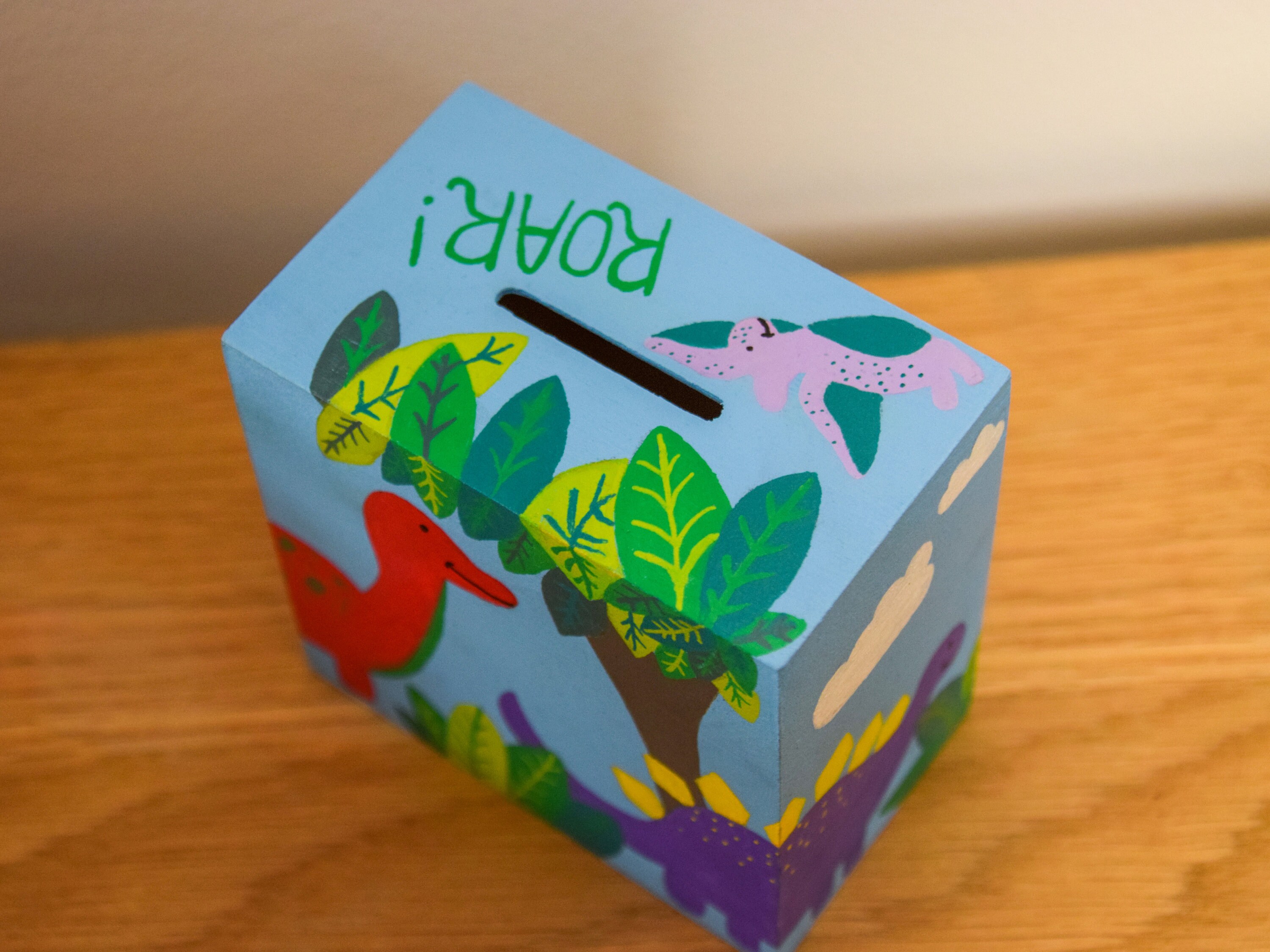 Personalised Dinosaur Money Box Wooden Custom Name Money Etsy UK