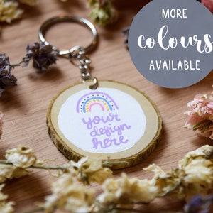 Personalised Message Wood Slice Keyring | Custom Keyring Design | Name Keyring | Eco Friendly Present | Handmade Token Gift
