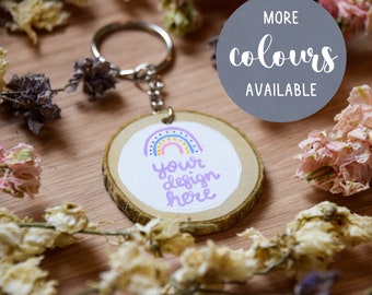 Personalised Message Wood Slice Keyring | Custom Keyring Design | Name Keyring | Eco Friendly Present | Handmade Token Gift