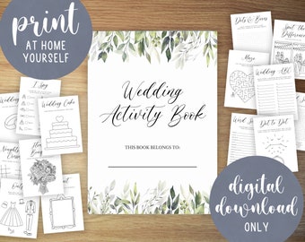 Kids Wedding Activity Books | Printable Activity Kits | Childrens Colouring Pack | Eucalyptus Rustic Wedding | Downloadable Wedding Favours