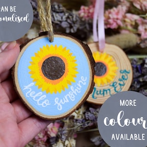 Sunflower Personalised Hanging Wood Slice Decoration | 6cm | Custom Message Gift | Hand Painted Keepsake | Token Gift