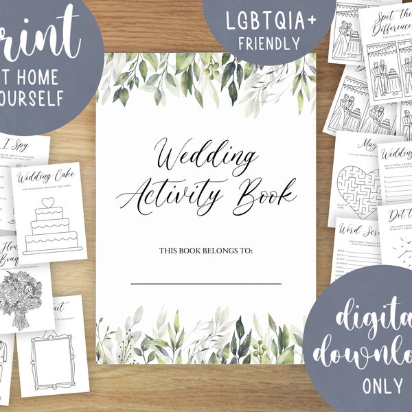 LGBTQIA+ Friendly | Kids Wedding Activity Books | Printable Activity Kits | Childrens Colouring Pack | Downloadable Favour | Same-sex Couple