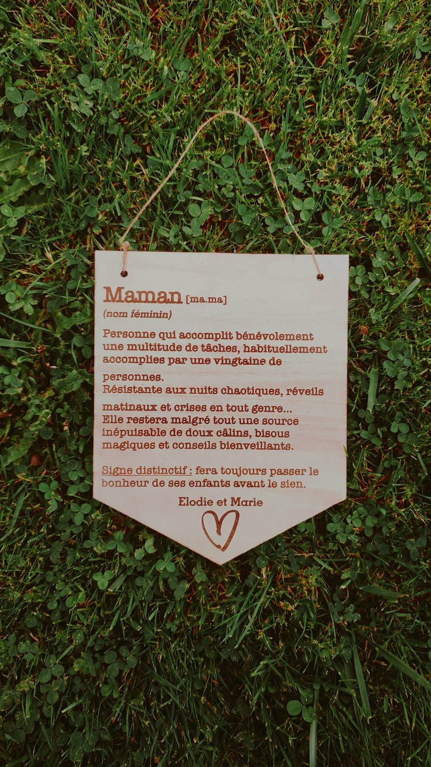 Affiche Bannière en Bois Définition Maman - Fête Des Mères