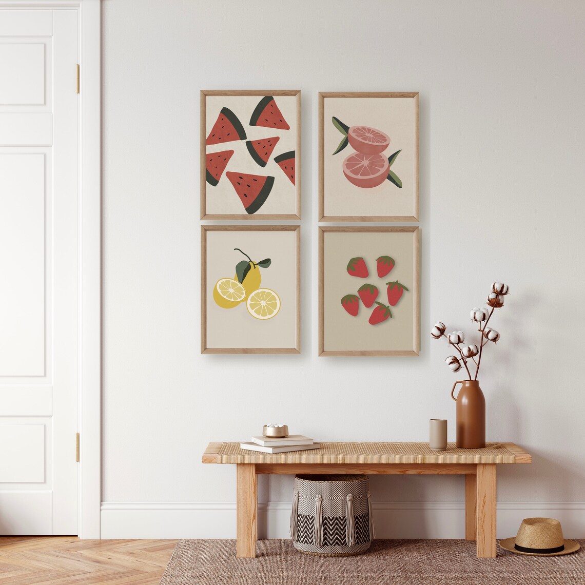 Set of Four Fruit Wall Art Fruit Gallery Wall Dining Room Etsy