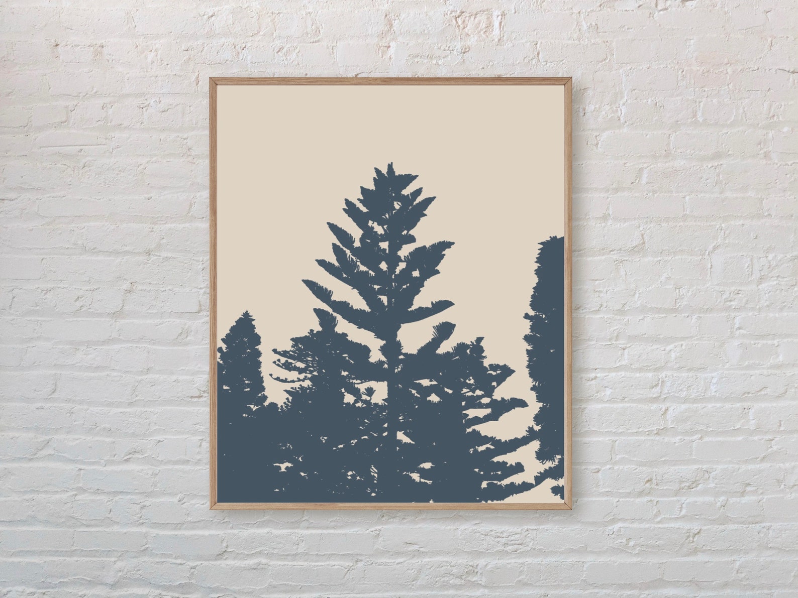 Evergreen Wall Art Blue Boho Print Minimalist Tree Wall Art Etsy
