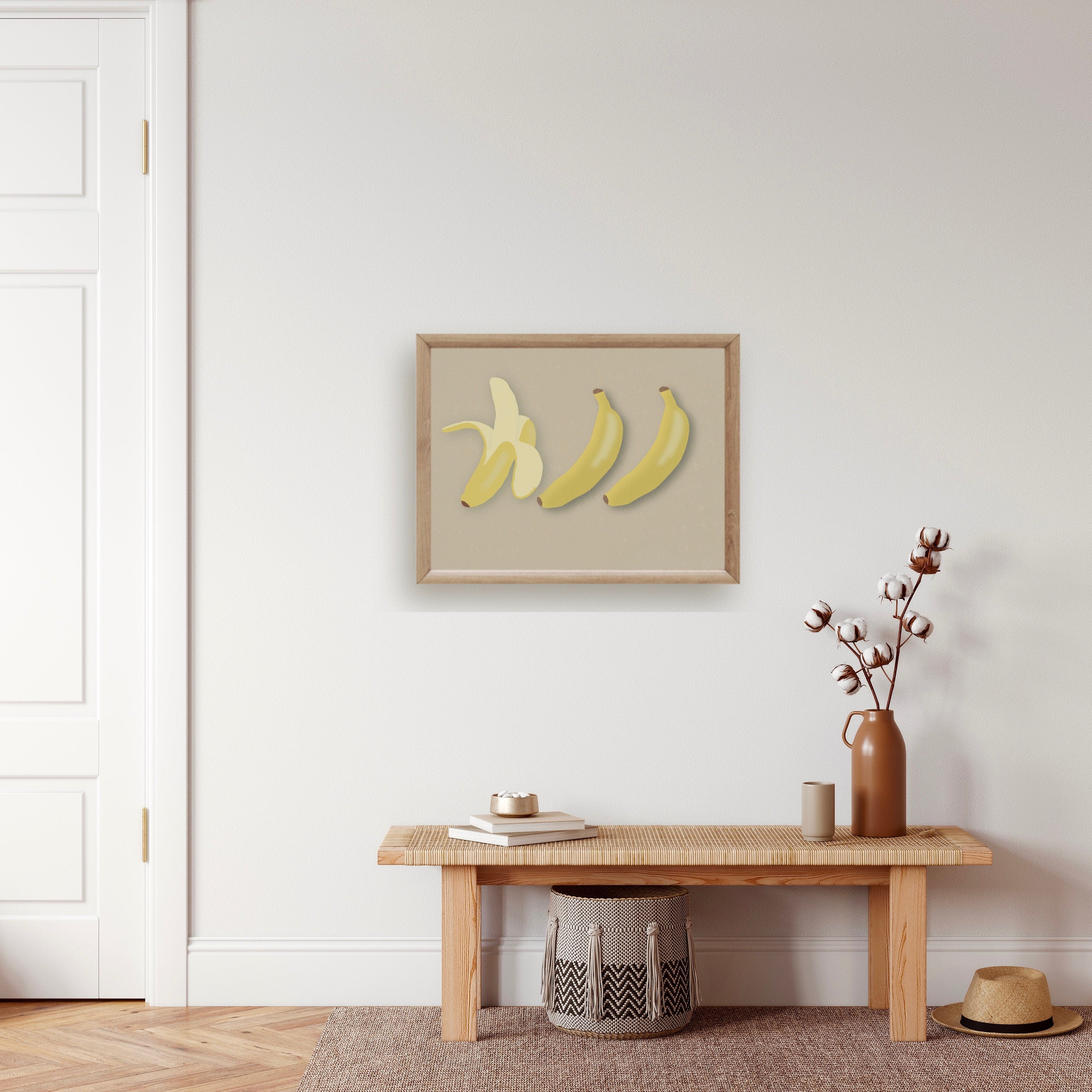 Banana Wall Art, Abstract Fruit Decor, vintage Fruit Art, Abstract