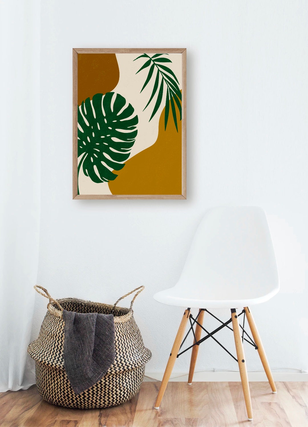 Monstera Wall Art, Tropical Plant Print, Tropical Monstera, Mid Century Modern Monstera Print