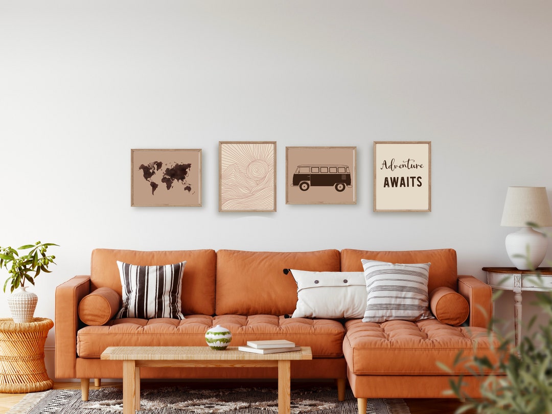 Travel Wall Art Set of 4 Map of the World Print Vintage Van Etsy