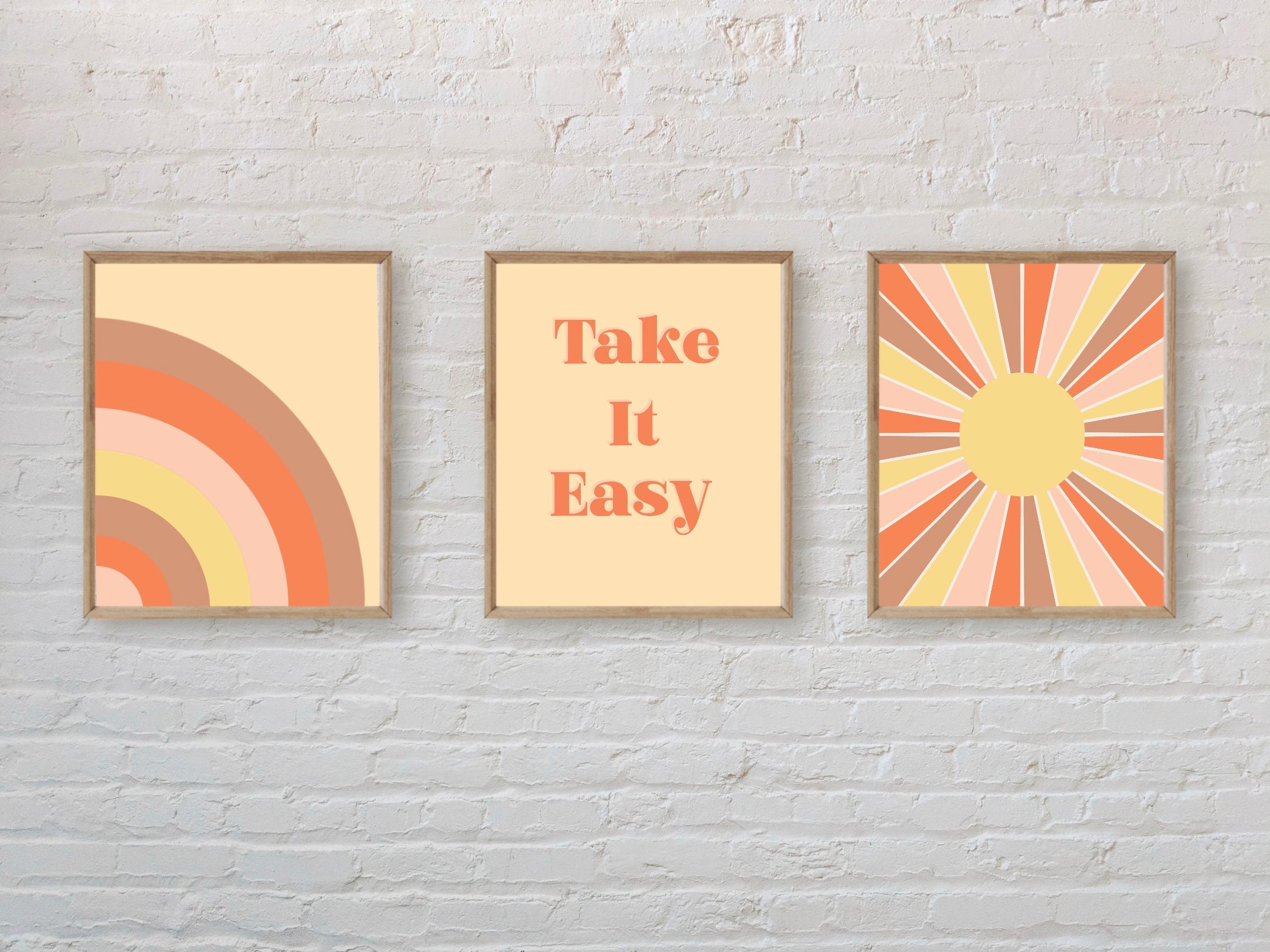 Retro Print Set, 70s Print Set, Set of 3 Prints, 70s Wall Decor, Retro