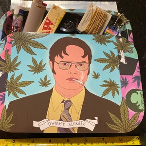 Dwight Schrute Rolling Tray with Magnetic Lid(Free Accessories) Large 9 x 6