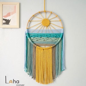 Macrame Sunshine Wall Hanging: Beach House Decor, Sunrise Sunset Wall Art, Macrame Wall Art, Living Room Above Bed Decor