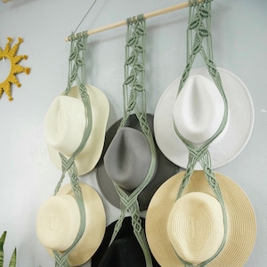 Macrame Leaf and Vine Hat Holder, Hat Hanger For Wall, Boho Hat Display, Country Home Decor, Cowboy Hat Wall Hanging, Housewarming Gifts