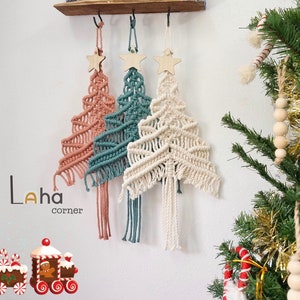 Regalos para el árbol de Navidad, decoración de pared navideña de macramé, vacaciones escandinavas, arte navideño único, decoración del árbol de Navidad, estilo rústico de granja.