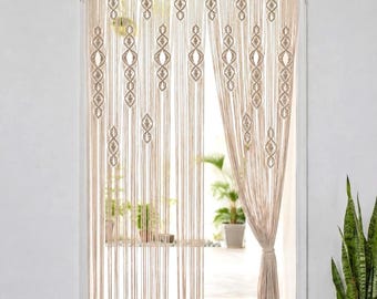 Makramee-Türvorhang, Boho-Raumteiler, maßgefertigter Fenstervorhang aus Baumwolle