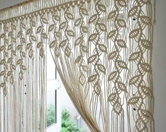Macrame Door Curtain, Boho Doorway Curtain, Custom Room Divider Curtain, Long Beaded Curtain for Closet or Window