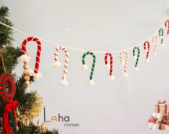 Xmas Christmas Garland Fireplace Decor, Christmas Ornaments Decoration, Warm Christmas, Boho Xmas Decor, Holiday Garland, Candy Cane Garland