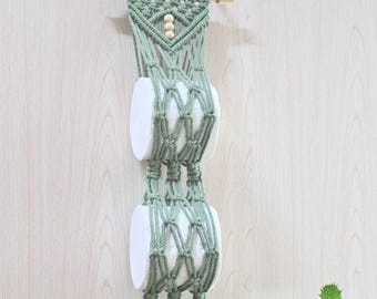 Portarrollos de papel higiénico de macramé bohemio, decoración de baño con cuerda de algodón
