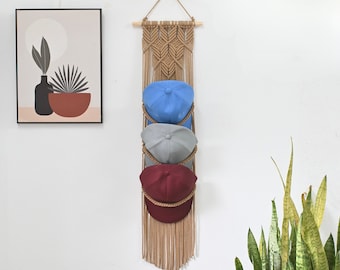 Snapback Cap Hanging, Baseball Hats Holder, Over The Door Hat Rack, Boho Macrame Hat,  Baseball Cap Organizer Rack for Door and Wall