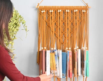 Makramee-Wand-Bücherregal, Boho-Bücherhängeregal, Kinderzimmerdekor, Muttertagsgeschenk für Mama