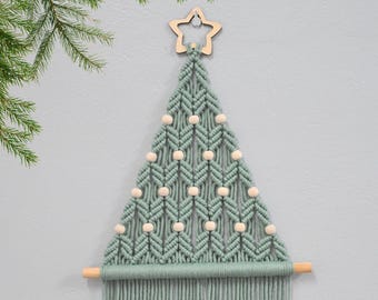 Boho Makramee Weihnachtsbaum - Handgemachte Feiertags-Wanddekoration