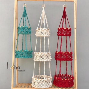 Macrame Hanging Fruit Basket, More Colors, Vegetable Hammock, Kitchen Storage, Produce Organization, Storage and Organization