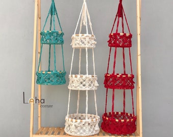 Macrame Hanging Fruit Basket, More Colors, Vegetable Hammock, Kitchen Storage, Produce Organization, Storage and Organization